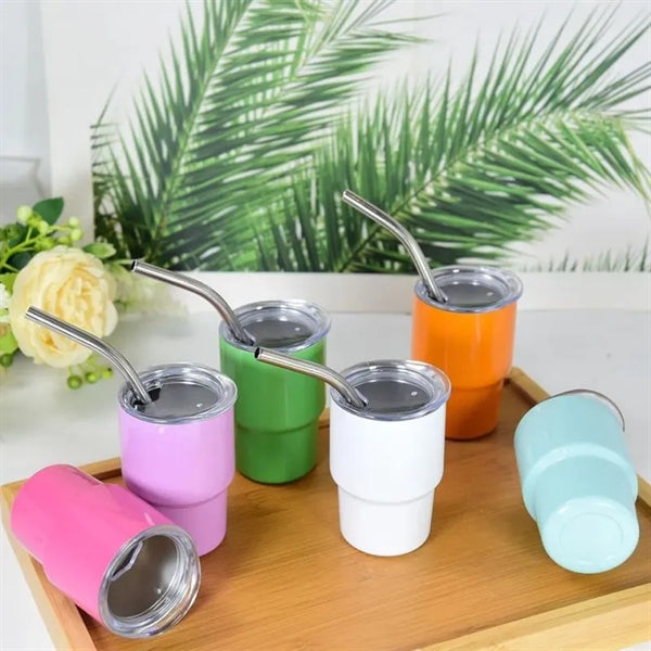 Party Cup Shot Glass With Straw Lid Mini Tumbler
