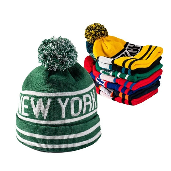 Branded Crochet Knitted Ski Bobble Ball Hat