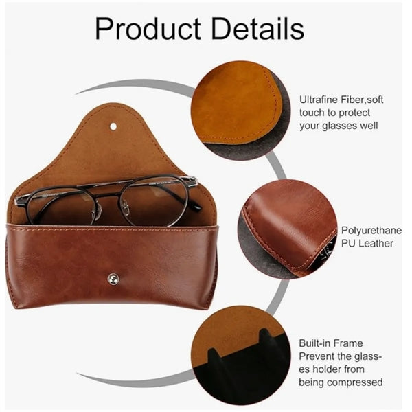 PU Leather Portable Durable Soft Slim Semi Hard Glasses Case
