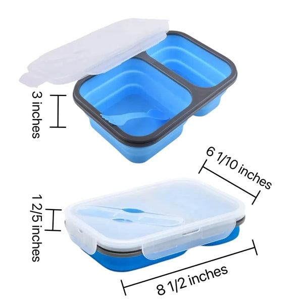 2 Compartments Collapsible Bento Box BPA Free