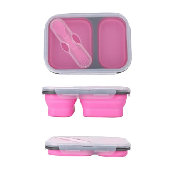 2 Compartments Collapsible Bento Box BPA Free