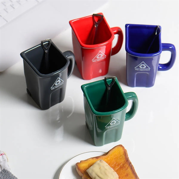 Square Trash Can Ceramic Coffee Mug