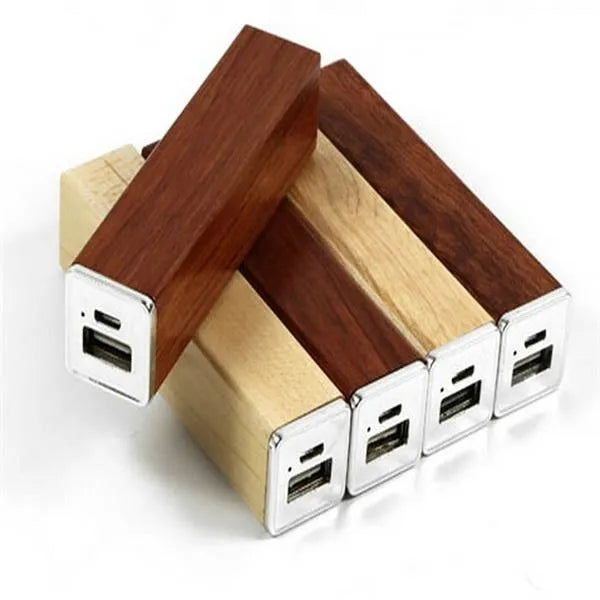 Square Shape Wooden Power Bank 2600mah