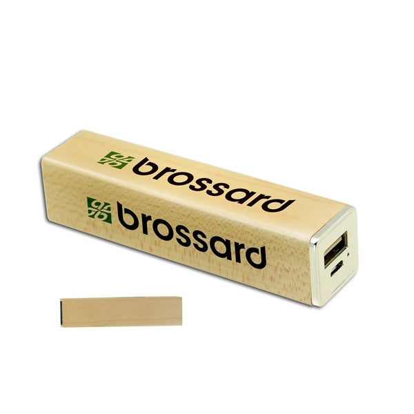Square Shape Wooden Power Bank 2600mah
