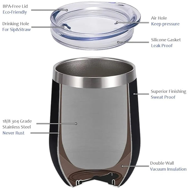 Vacuum Insulated Wine Tumbler with Lid