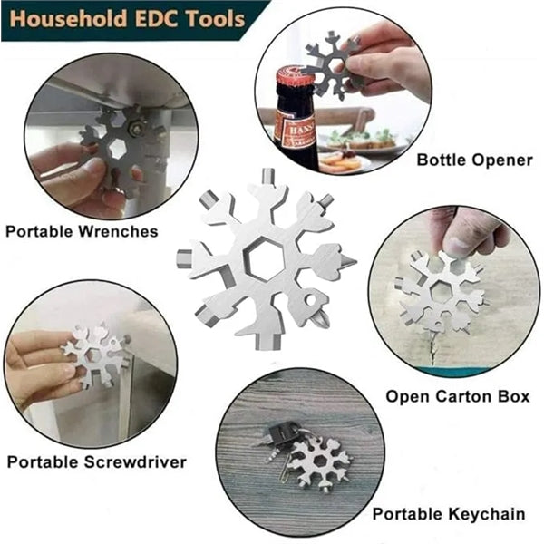 18-in-1 Snowflake Multi Tool with key ring