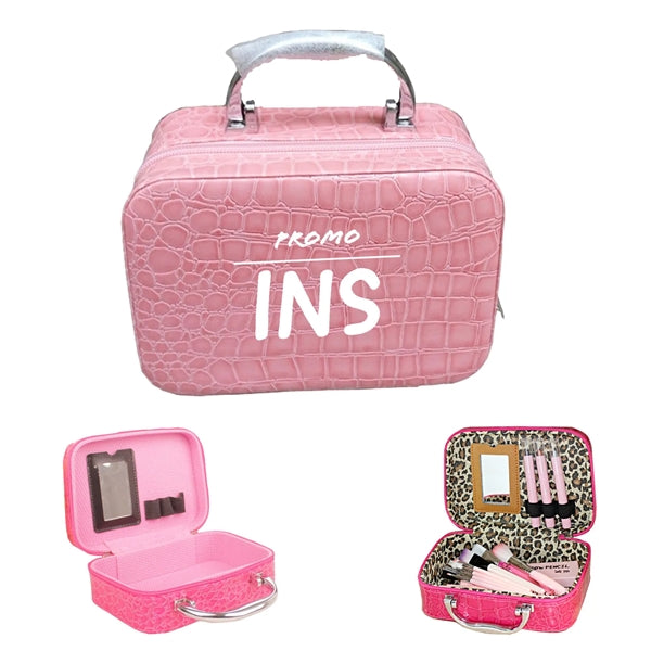 Spacious Korean-inspired Cosmetic Bag With A Built-in Mirror