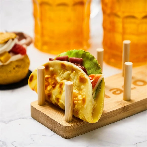 Bamboo Taco Holder Rack Tray,Burrito Kitchen Wood Accessory
