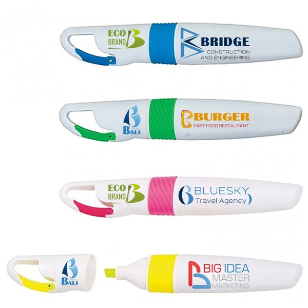 Highlighter pen with a unique carabiner design