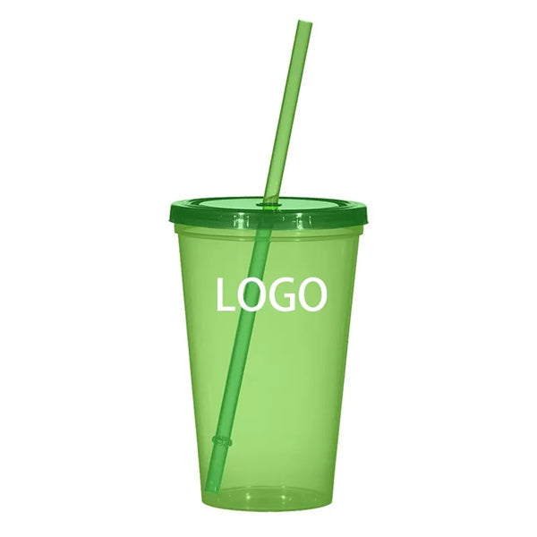20 oz. Single Wall Plastic Tumbler with Straw