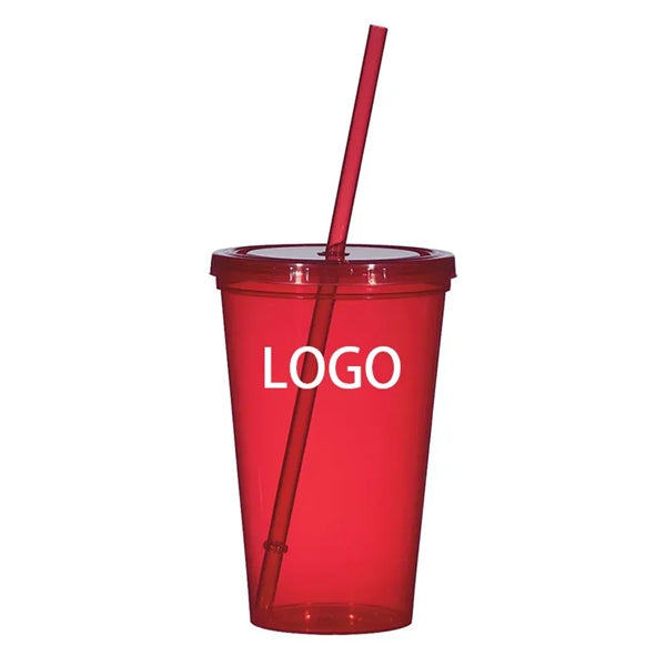 20 oz. Single Wall Plastic Tumbler with Straw