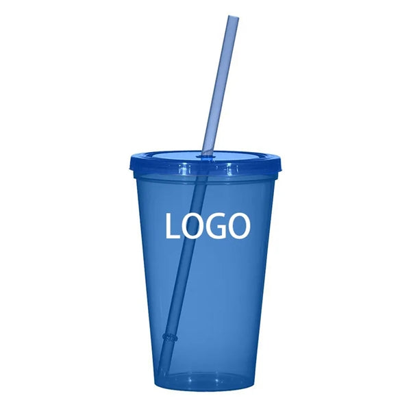 20 oz. Single Wall Plastic Tumbler with Straw
