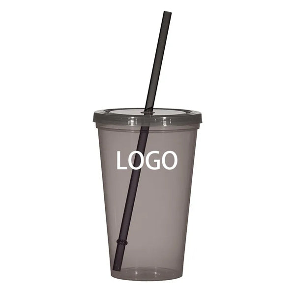 20 oz. Single Wall Plastic Tumbler with Straw