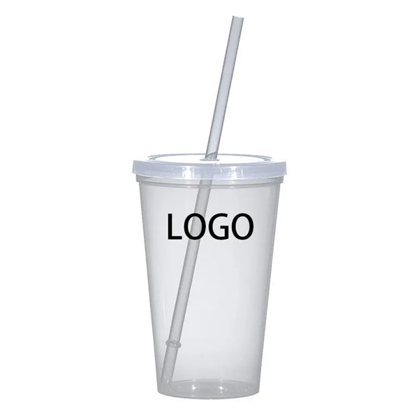 20 oz. Single Wall Plastic Tumbler with Straw