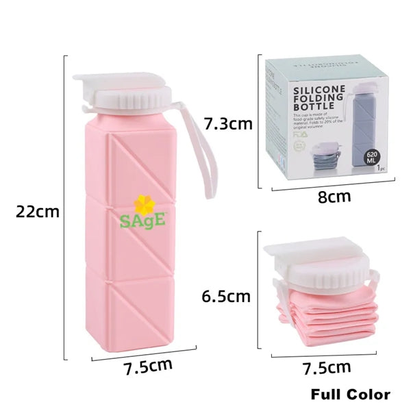 20 oz Silicone Foldable Water Bottles Travel Compact Size