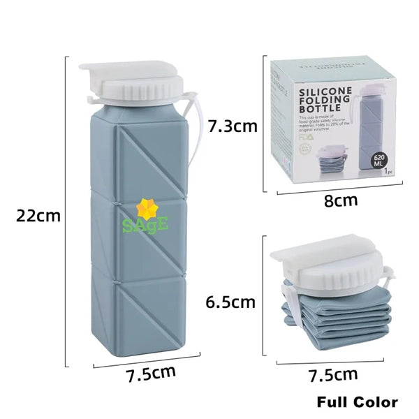 20 oz Silicone Foldable Water Bottles Travel Compact Size