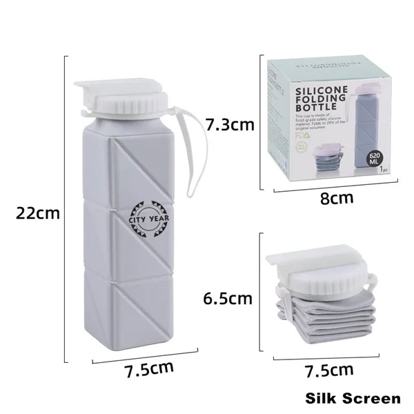 20 oz Silicone Foldable Water Bottles Travel Compact Size