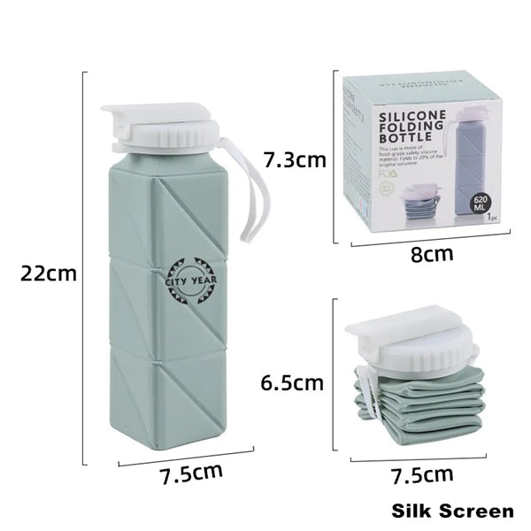 20 oz Silicone Foldable Water Bottles Travel Compact Size