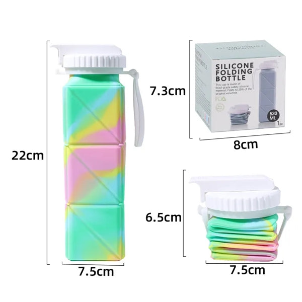 20 oz Silicone Foldable Water Bottles Travel Compact Size
