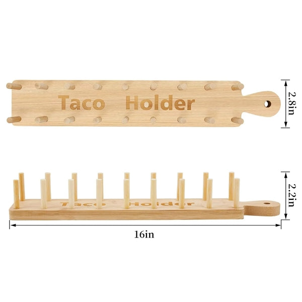 Bamboo Taco Holder Rack Tray,Burrito Kitchen Wood Accessory