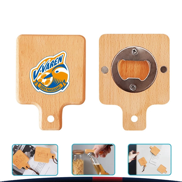 Round Wooden Magnet Bottle Opener