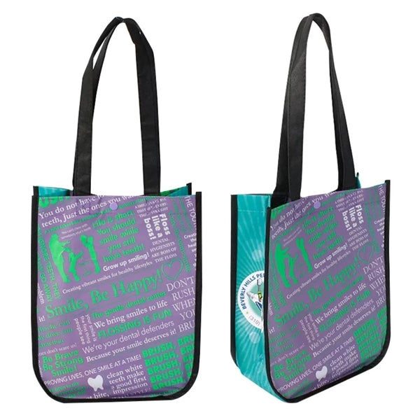 Full Color PET Non-Woven Rounded Tote Bag 4 Sided 10"x12"x5"