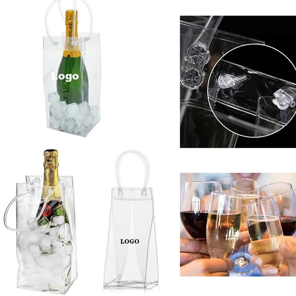 9.6" x 4.5 "x 4.3 " Clear Wine Ice Bag