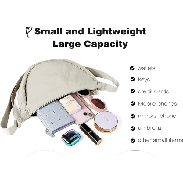 Nylon Crescent Crossbody Shoulder Bag Lightweight Travel
