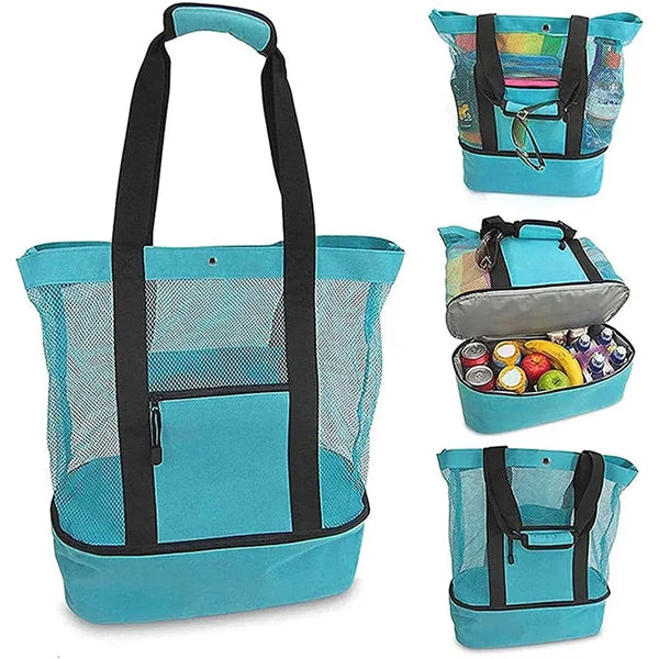 Mesh Beach Bag with Insulated Cooler