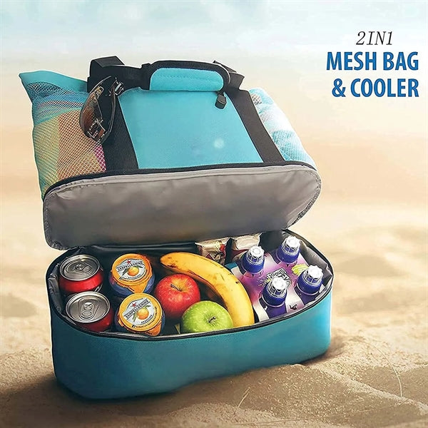 Mesh Beach Bag with Insulated Cooler