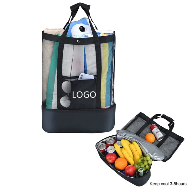 Mesh Beach Bag with Insulated Cooler