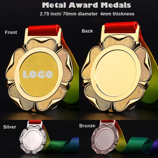 Zinc Alloy Metal Awards Medals With Rainbow Ribbon
