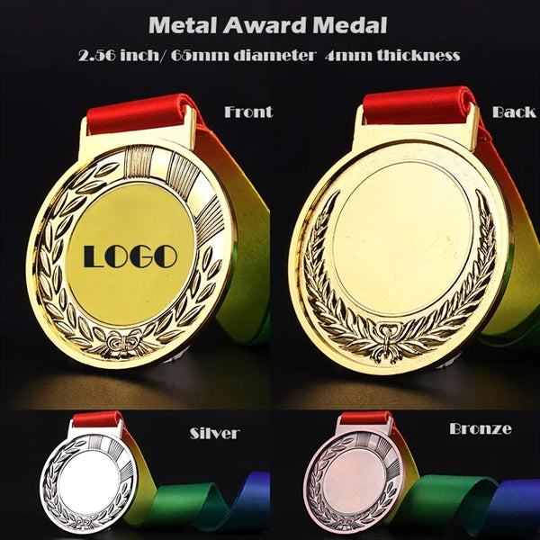 Zinc Alloy Metal Awards Medals With Rainbow Ribbon