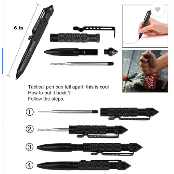 5 Pack Multifunctional Tungsten Steel Military Tactical Pen