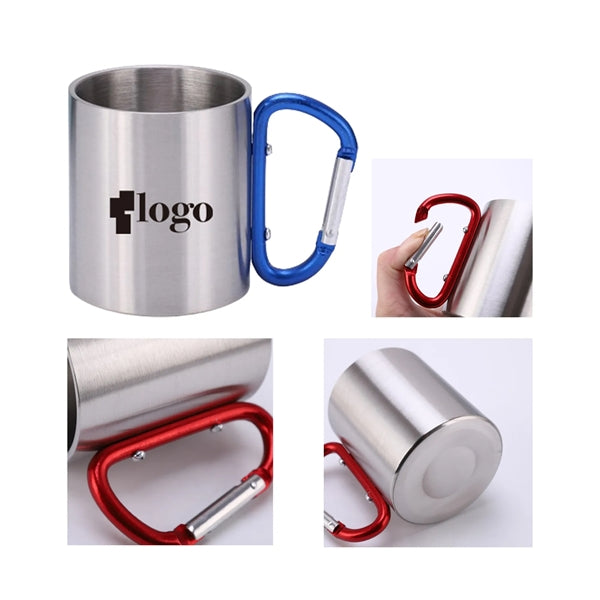Portable Stainless Steel Coffee Mug Carabiner With Handle