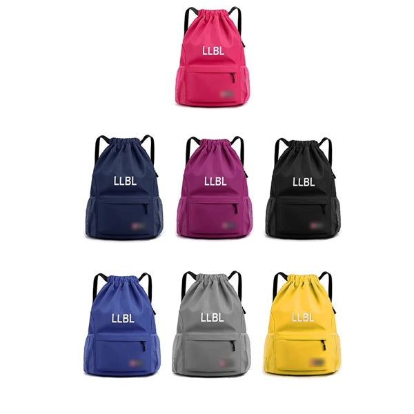 Drawstring Sports Waterproof Backpack All-Over Printing