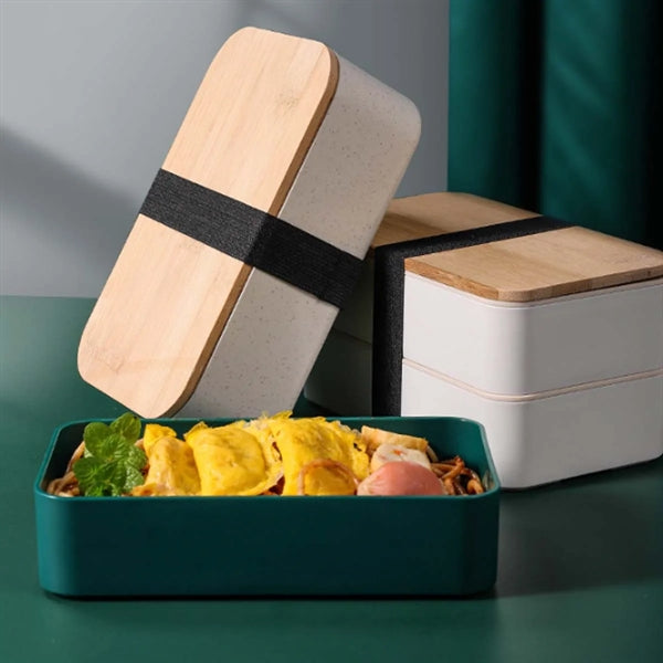 Wood Bento Lunch Box Set (W/ Fork, Spoon Knife)