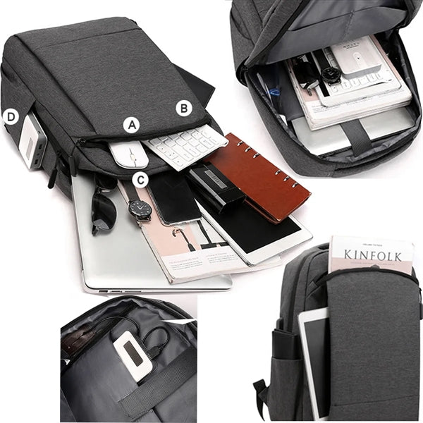 Business Anti Theft Slim Durable Backpack With Charging Port