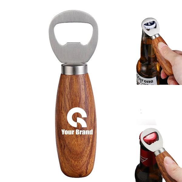 Multi-Uses Compact Wooden Handheld Beer Bottle Opener 4 Pce