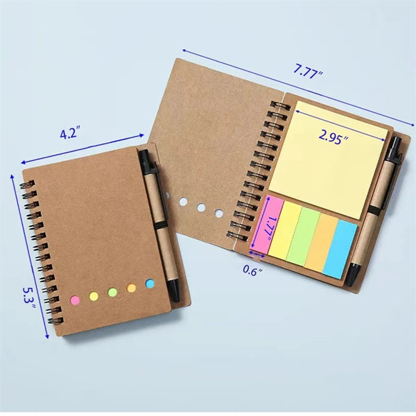 4 Packs Kraft Paper Spiral Notebook All-Over Printing