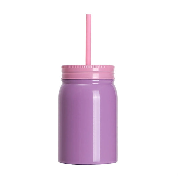 17oz Steel Double Walled Insulated Coffee Tumbler W/Straw