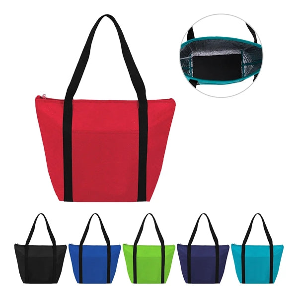 Wide Zipper Cooler Tote Bag