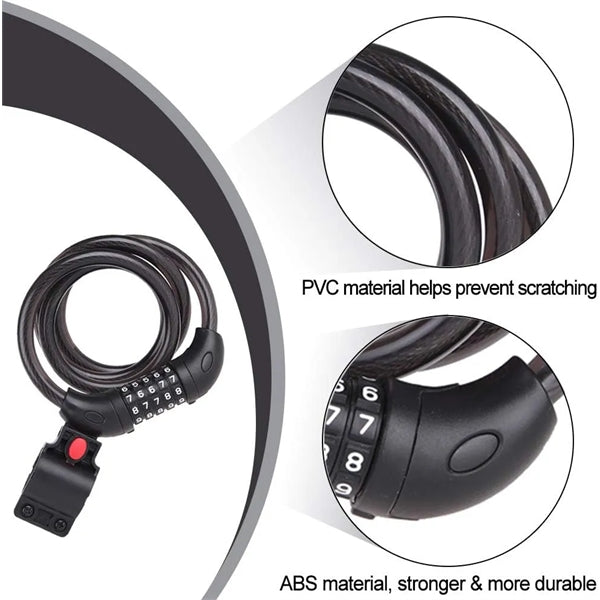 High Security 5 Digit Resettable Combination Bicycle Lock