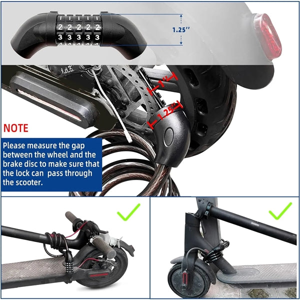 High Security 5 Digit Resettable Combination Bicycle Lock