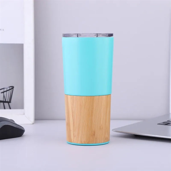 20oz Dual Tone Bamboo Stainless Steel Travel Tumbler