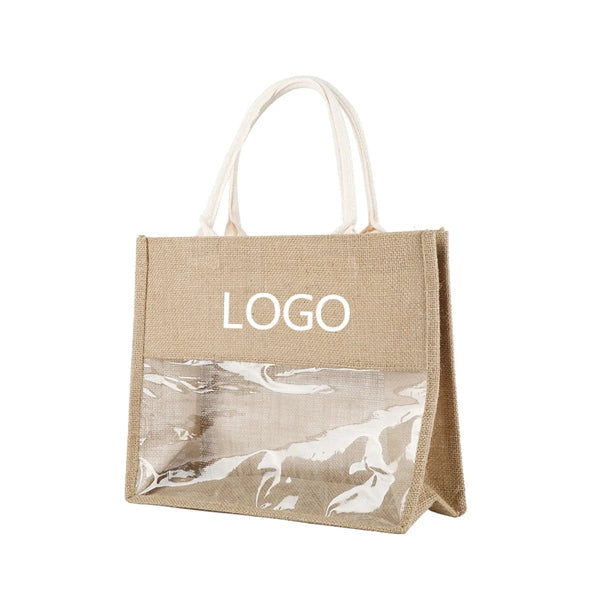 Jute Tote Bag With Transparent PVC Window