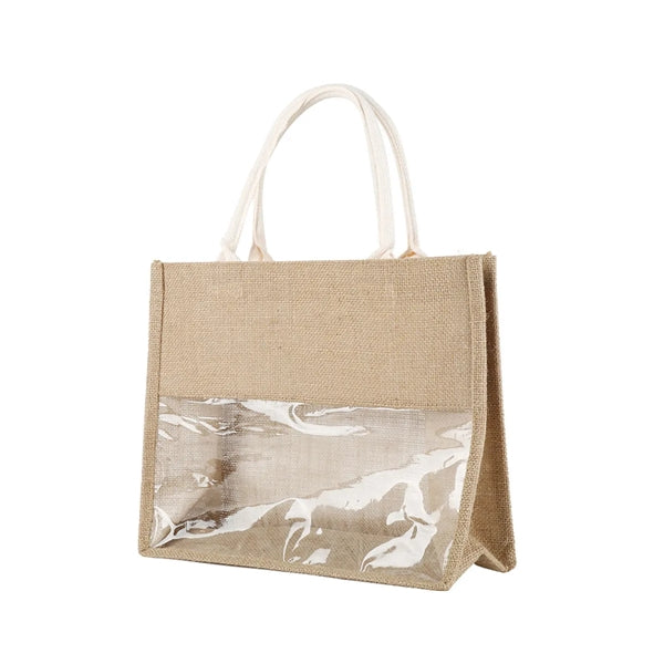 Jute Tote Bag With Transparent PVC Window