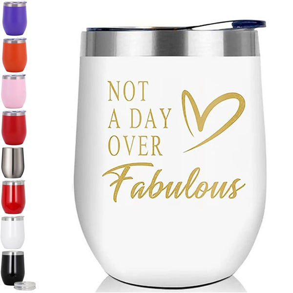 12Oz Wine Tumbler With Lid Stemless Coffee Mug