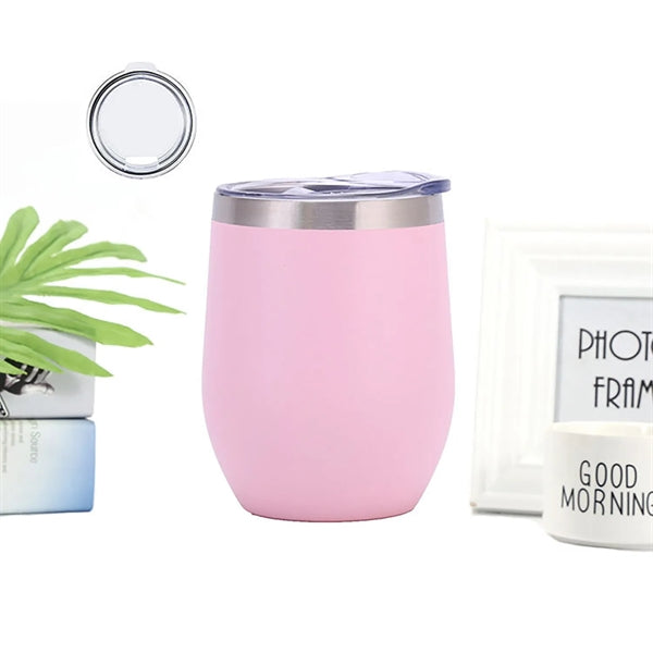 12Oz Wine Tumbler With Lid Stemless Coffee Mug