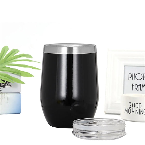 12Oz Wine Tumbler With Lid Stemless Coffee Mug